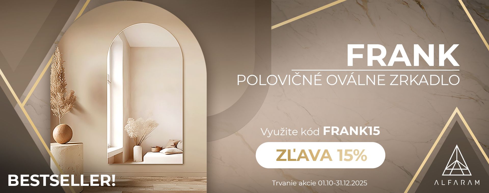 Bestsellerová akcia -15% na zrkadlo FRANK